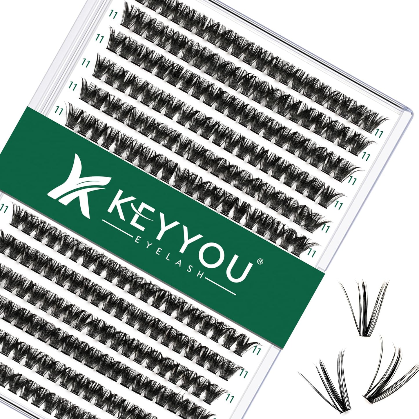 Lash Clusters 300Pcs Individual Lashes 50D 0.07D Curl 11Mm Diy Eyelash Extension Keyyou Large Tray Volume Soft&Natural Cluster L