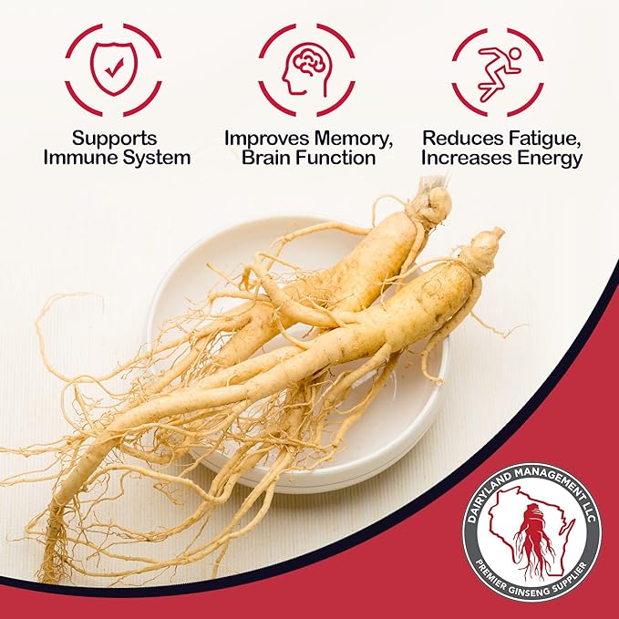 Dairyland American Ginseng Slices 8 oz and Capsules 75 ct Pack of Wisconsin Ginseng – Direct from Farmer to Consumer 西洋参