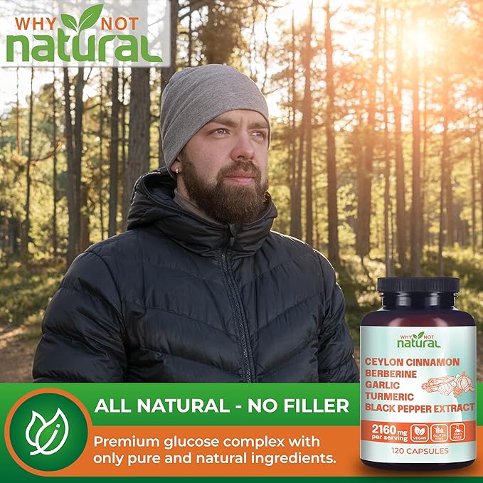 5-in-1 Organic Ceylon Cinnamon Capsules with Berberine, Garlic, Turmeric, Black Pepper Extract Pills