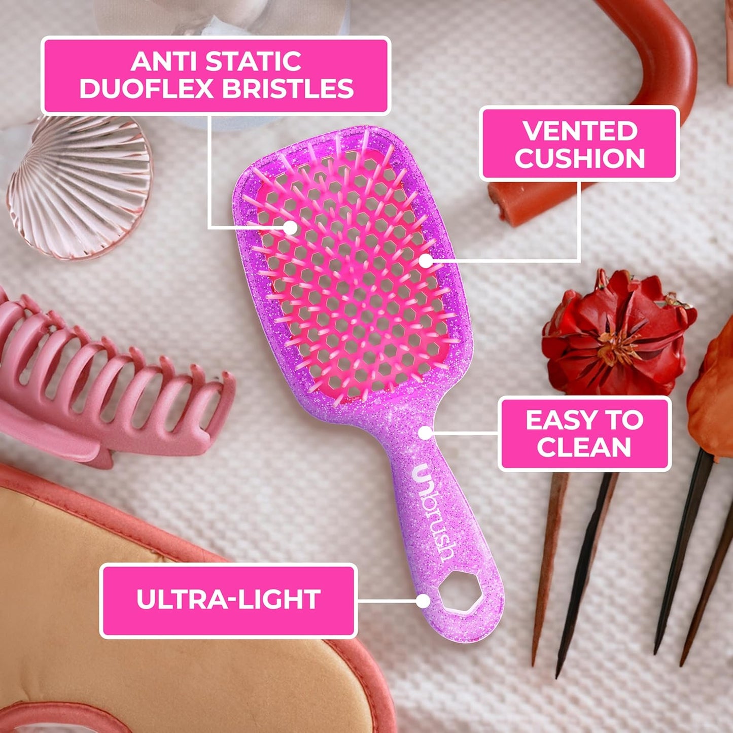 FHI Heat UNbrush Detangling Brush | Pain-Free for All Hair Types | Lightweight & Anti-Static