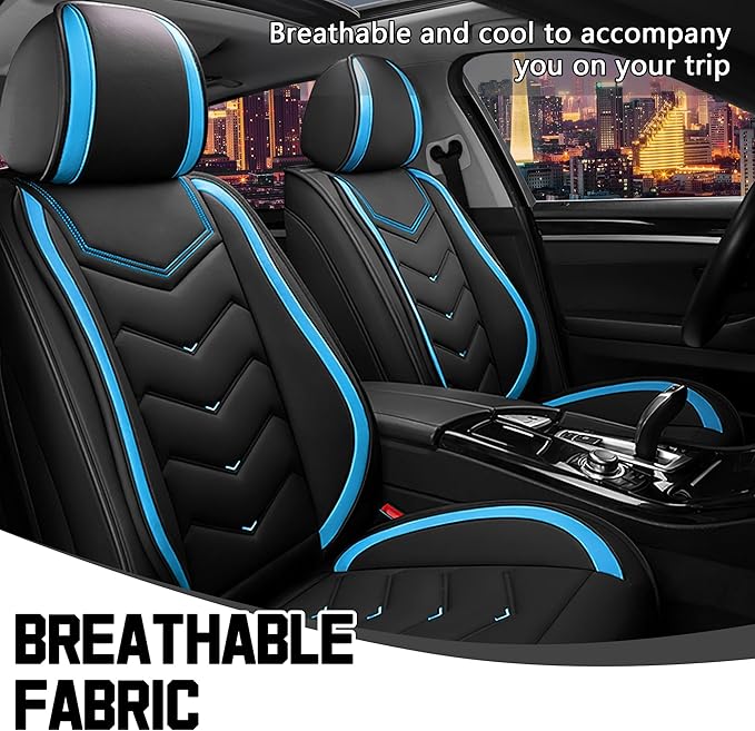 CTDS Car Seat Covers for Chevy Malibu 2000-2026, Stylish Sport Seat Cover, Premium Nappa Leather Car Seat Cover. Automobile Seat Covers Sets.(Standard 2 Seats/Black Blue)