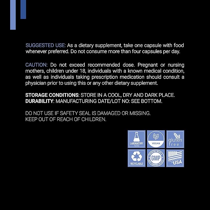 Bilberry Extract 1000mg, 25% Anthocyanins 50mg - 120 Count (V-Capsules) / 120 Servings; European Blueberry: Manufactured in a cGMP-Registered Facility in USA; Vegan & Gluten Free