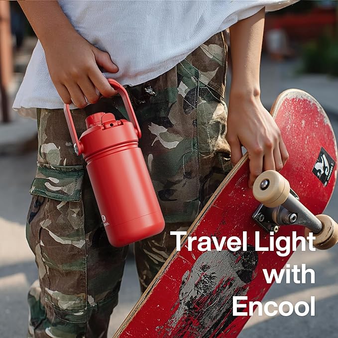 Kids Insualated Water Bottle with Straw - 12oz Stainless Steel Water Bottle with Dual Spouts, Leak-Proof, BPA-Free, Double Wall Vacuum Keeps Cold for 24 Hours for Sports, Travel (Moderate Orange)