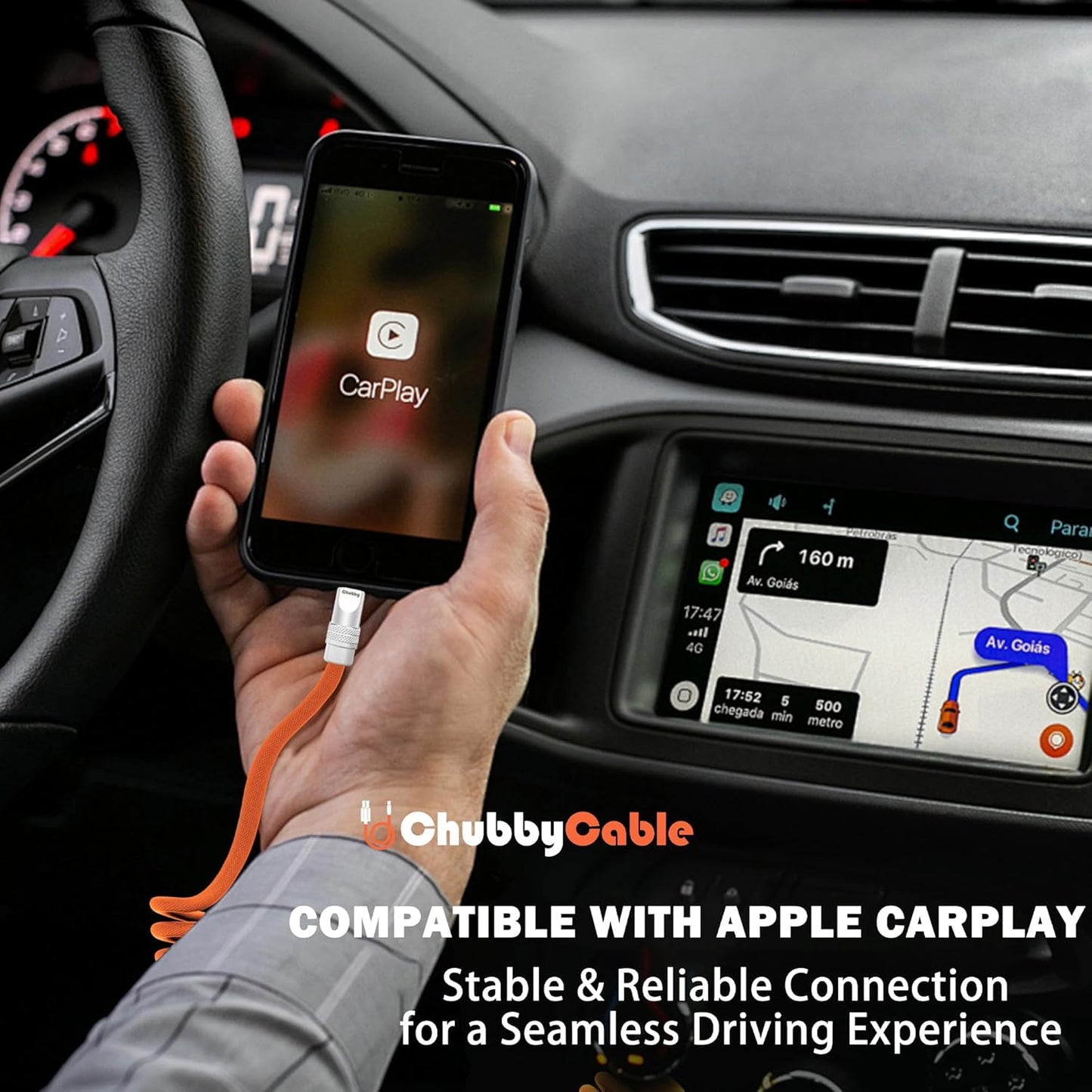 chubbycable Curly Chubby - Retractable Fast Charging Cable 240W Coiled Charger Cord for Car Durable USB-C Cable for Phones, Tablets and More, Orange+Orange, Type-C to Type-C, 1.3FT-2.3FT