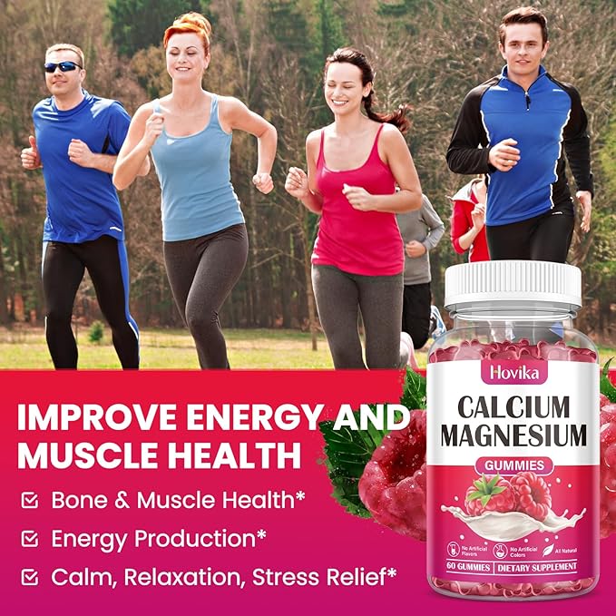 Calcium Magnesium Zinc Gummies-Calcium Magnesium 2:1 Ratio with Vitamin D3, K2, B6, B12 for Bone Strength, Muscle Function & Nerve Health, Extra Absorption Formula, Vegan, Raspberry Flavor 120 Gummies