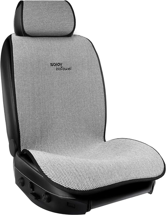 Sojoy IsoTowel Car Seat Cover for Front Seat,Breathable Fabric with Non-Slip Bottom,Comfort Car Seat Protector for Cold Weather (Black & White)