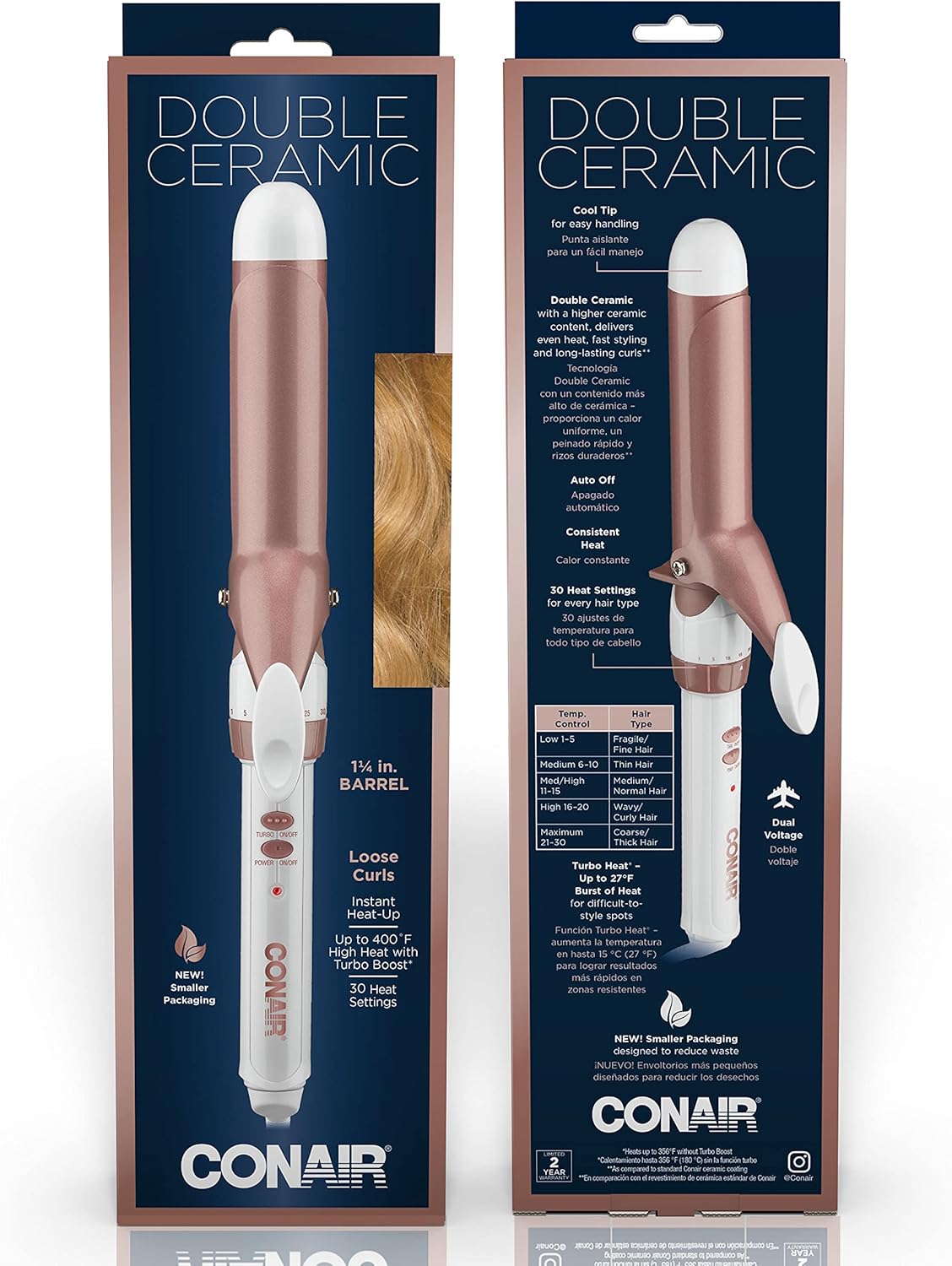 Conair Double Ceramic 1.5-Inch Curling Iron | Soft Waves for Medium/Long Hair