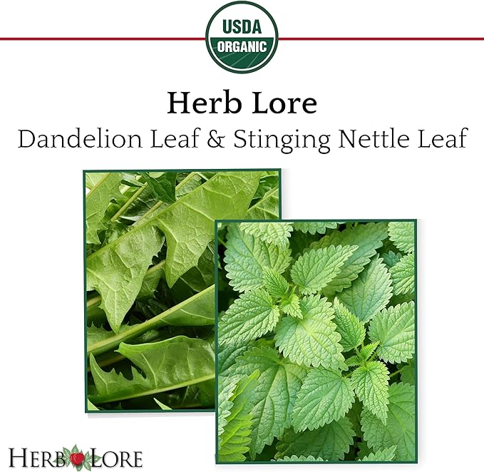 Herb Lore Organic Dandelion & Nettle Tincture - Liquid Dandelion Leaf & Stinging Nettle Leaf Extract Drops (4 fl oz)