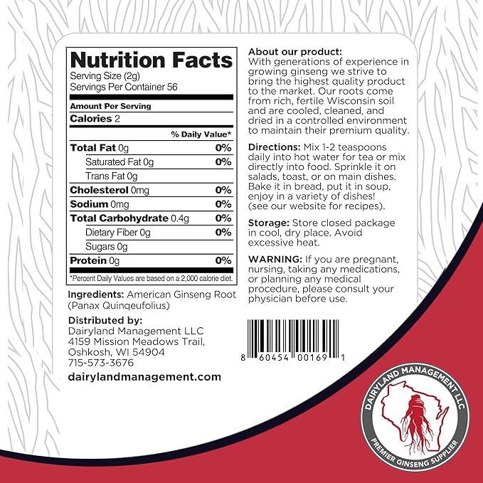Dairyland American Ginseng Roots and Powder - 4 oz Pack Each of Wisconsin Ginseng – Direct from Farmer to Consumer 西洋参