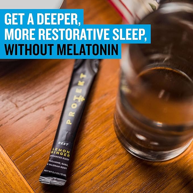 GABA L Theanine Supplement | Melatonin-Free Sleep Aid for Adults | Valerian Root for Night Support & Restful Sleep | GABA Calm Liquid Drink Mix for Adults | Lemon Ginger, Pack of 10