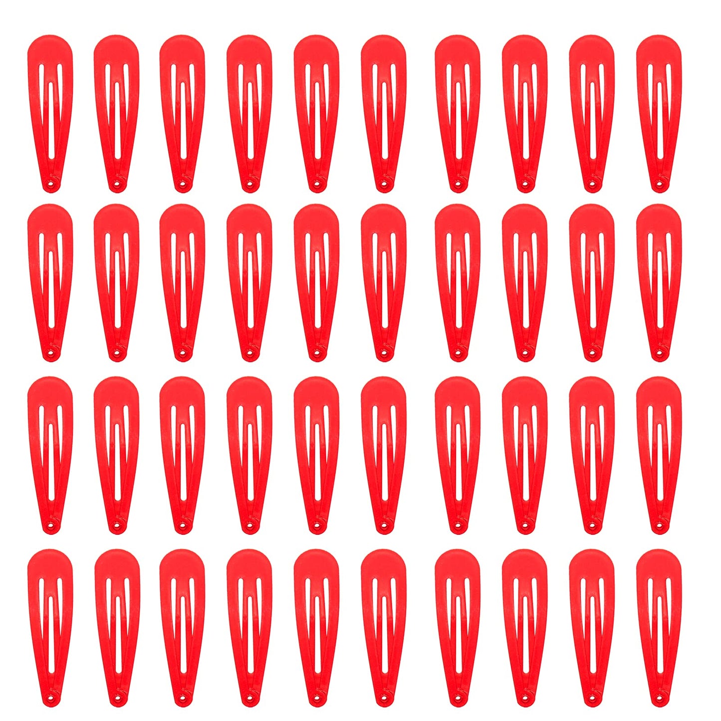 40 Counts Red Color Metal Snap Hair Clips 2 Inch Barrettes For Women Accessories