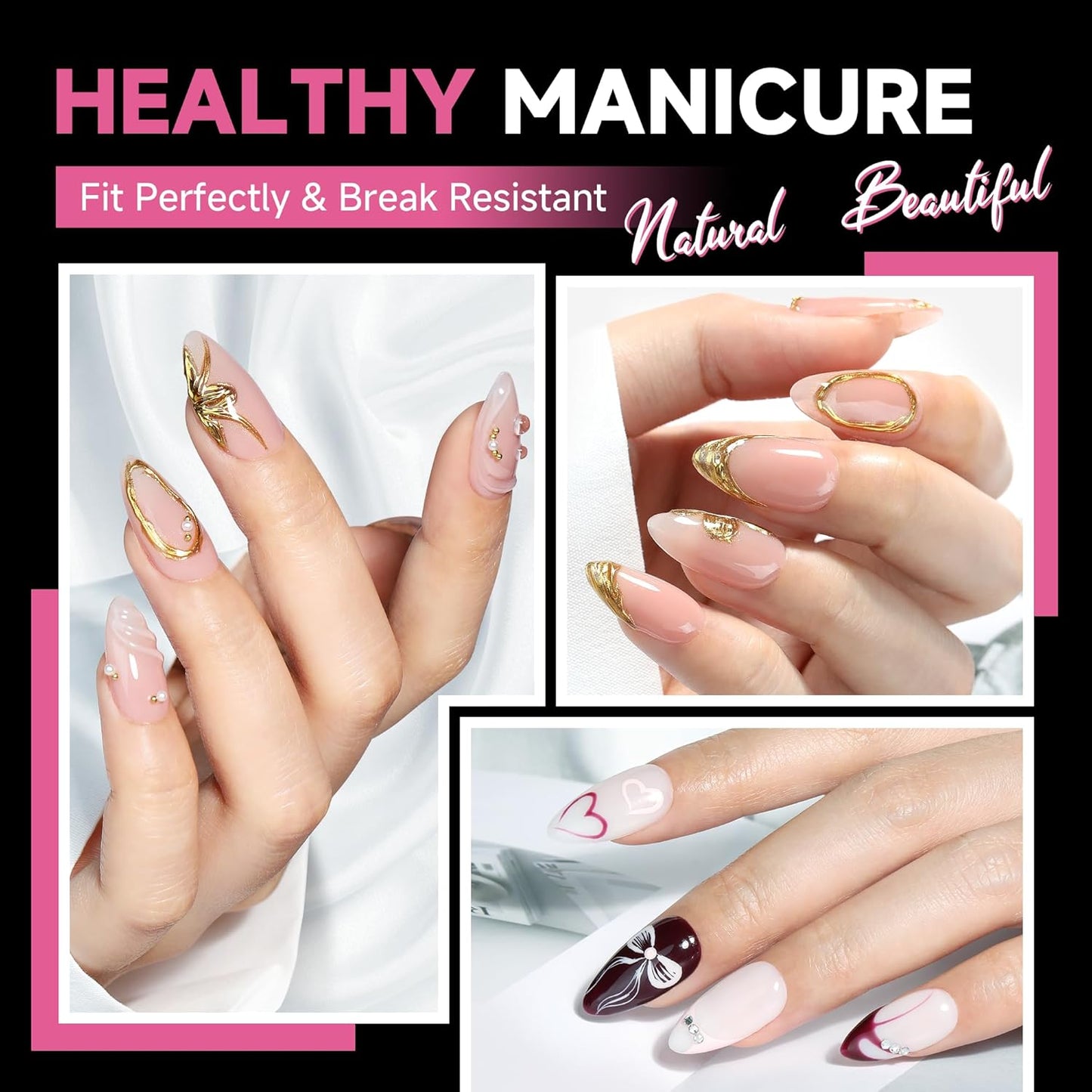 UNA GELLA Square Toe Nail Tips | 504 Pcs Soft Gel Full Cover | DIY Pedicure