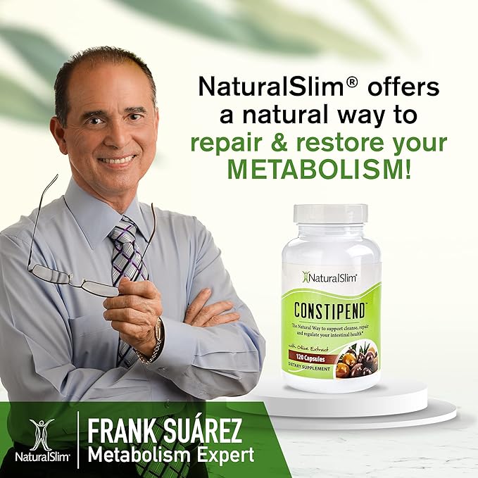 NaturalSlim Magnesium Oxide - Constipend for Constipation Relief, Colon Cleanser & Stool Softeners for Women & Men with Magnesium Citrate, Aspartate, & Olive Extract - 120 Vegetable Capsules