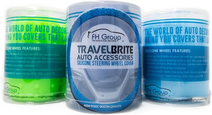 FH Group Universal Fit Silicone with Nibs and Pattern Massaging Grip Steering Wheel Cover fits most Cars, SUVs, Trucks, and Vans Red