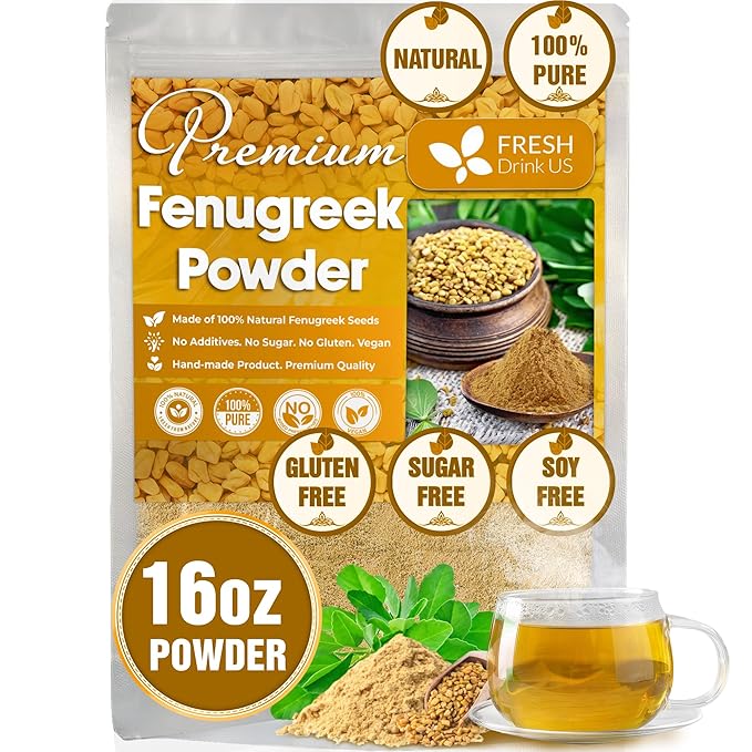 FRESHDRINKUS, Premium 16oz Fenugreek Powder, 100% Natural and Pure from Fenugreek, Perfect for Curries Soups, and Spice Blends, No Additives, No Gluten, No Sugar, Vegan