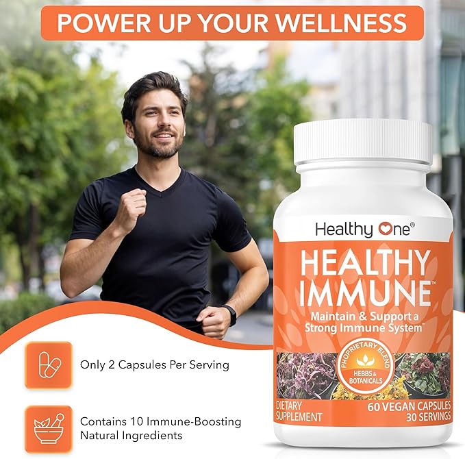 Healthy Immune - Boost Immune Response - Cold - Flu - Illness - Sickness - Virus - Antioxidants - Free Radicals - Builds Immunity - Elderberry - Echinacea - Vitamin C - Zinc - Garlic - 60 Count