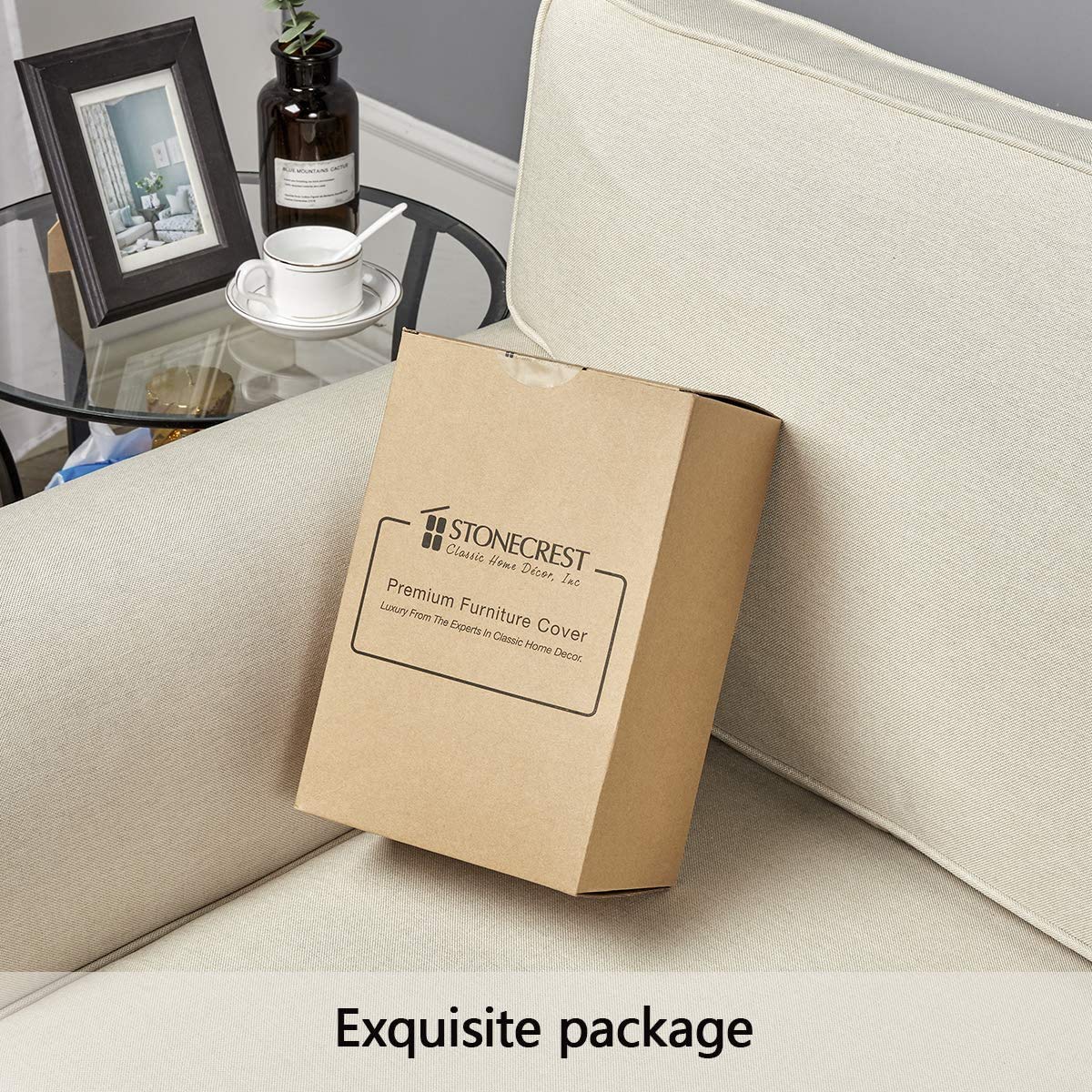 STONECREST Cooling Recliner Chair Cover - Real Leather Face Recliner Slipcover Stay in Place (Taupe, Recliner 23" Regular)