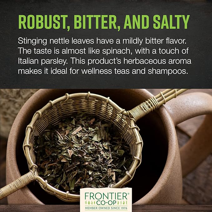 Frontier Co-op Organic Stinging Nettle Leaf, 1lb Bulk Bag, Cut & Sifted - Ideal for Making Nettle Tea, Kosher Certified