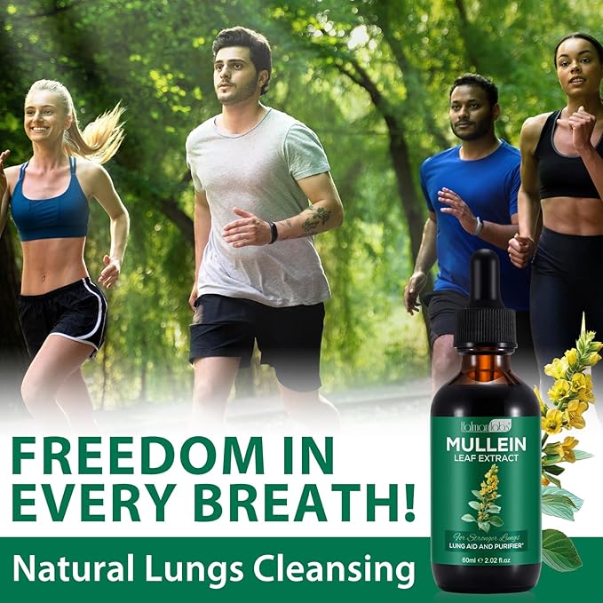 Mullein Leaf Extract for Lungs, Mullein Drops for Lungs, Support Lung, Respiratory Function for Healthy Breathing, Improvement in Pulmonary Function, Natural & Safe Supplement (2 PC)