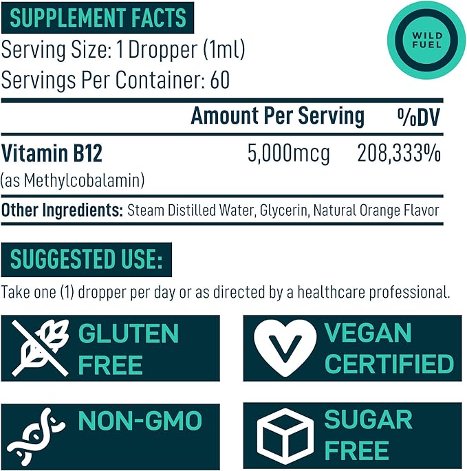 WILD FUEL Essential Amino Acid Supplement and Vegan Vitamin B12 Liquid Energy Bundle