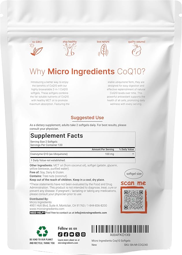 Micro Ingredients Oil of Oregano 6,000mg & CoQ10 100mg Softgels Bundle 2 Pack | 4X Strength Thymoquinone + Black Seed Oil | High Absorption Ubiquinone with Coconut MCT Oil