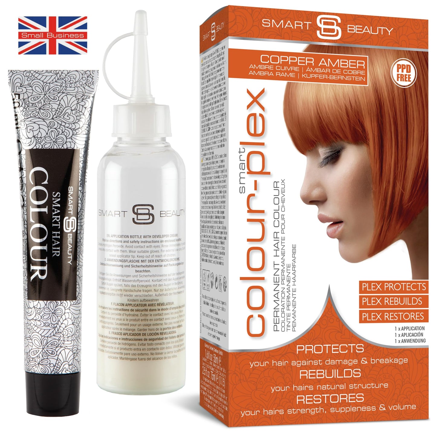 Smart Beauty Ginger Hair Dye, Permanent With Plex Anti-Breakage Technology, Copper Red, Ppd Free, Vegan, Cruelty Free