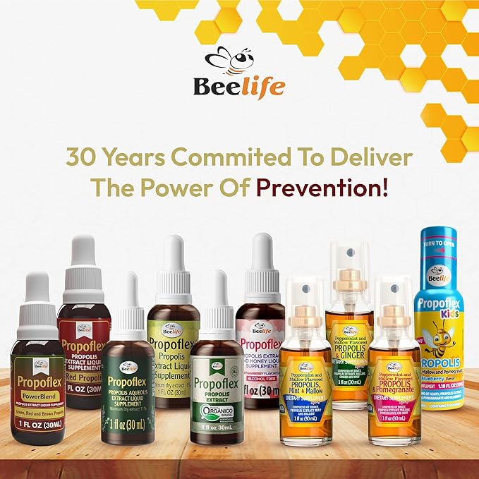 Beelife Propolis Extract, Power Blend Green, Red & Brown Propolis- 100% Pure Extract Bee Propolis Tincture, High Artepillin-C Levels - Natural Antioxidant, Immune Support- from Brazil (30ml/ 1Fl.Oz)