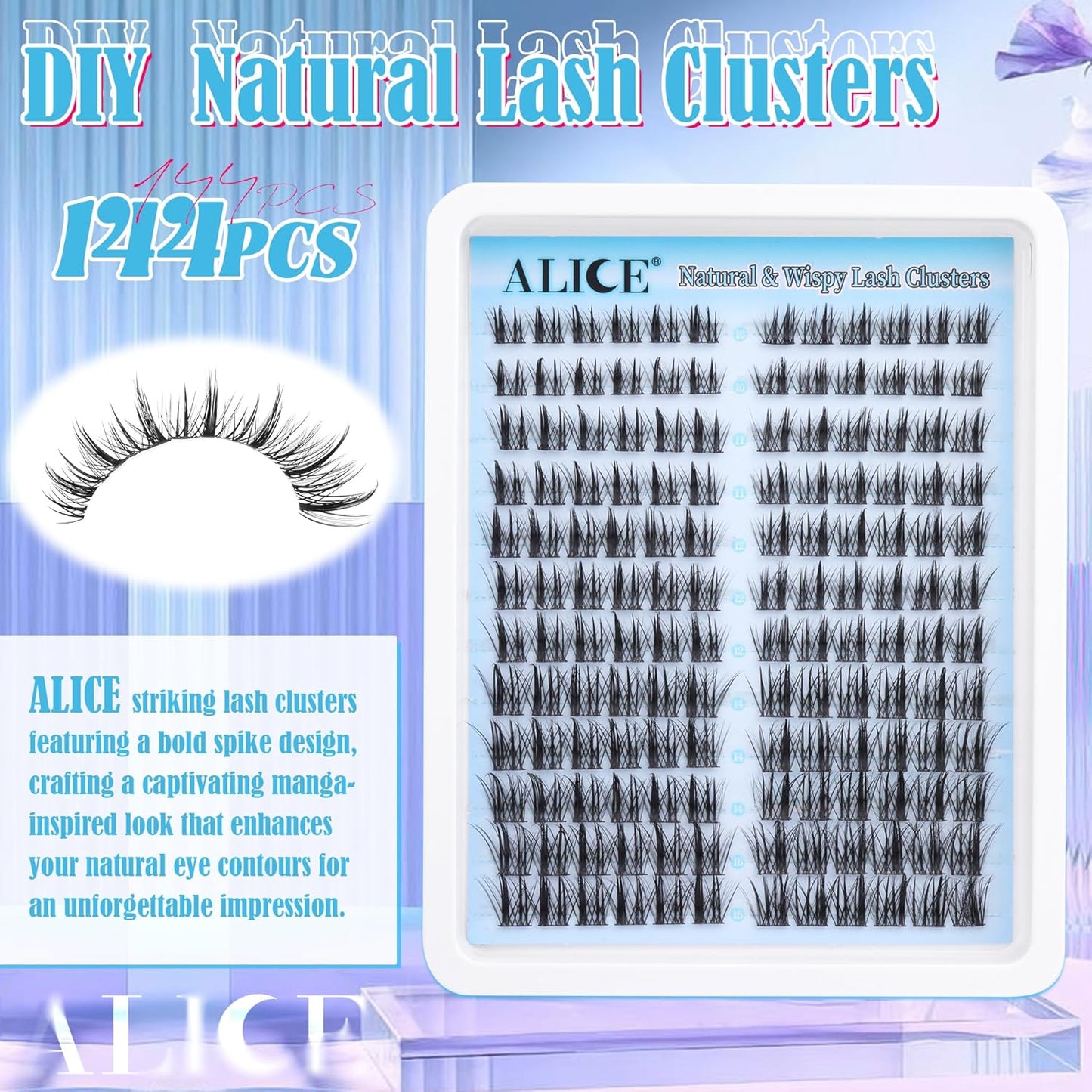 ALICE Wispy Cluster Eyelash Extensions | 192pcs Natural Individual Lashes | DIY 10-18mm