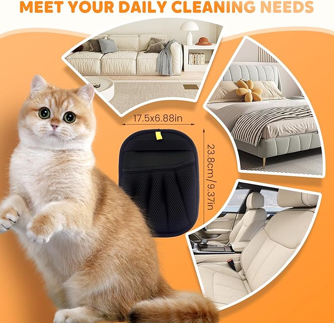 Pet Hair Remover Gloves, 2025 Upgraded Static Removal Gloves for Pet Hair, Cat & Dog Hair Removal Tool for Couch, Furniture, Carpet, Car Seat, Pet Grooming (2 Pack)