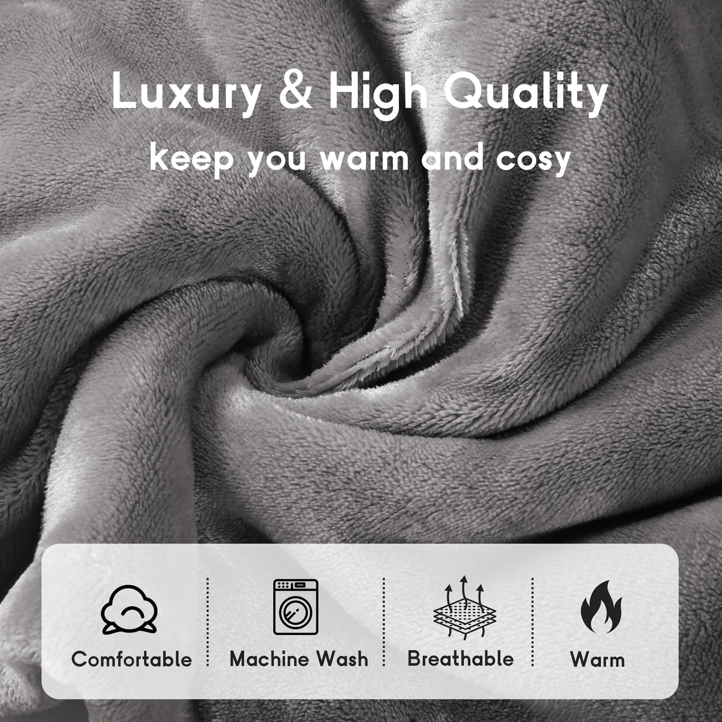 Heated Blanket Electric Blanket Full Size 72''x84'', Soft Flannel Heating Blanket with 1-10 Hour Auto Off - 6 Heat Settings - Machine Washable - Dark Grey