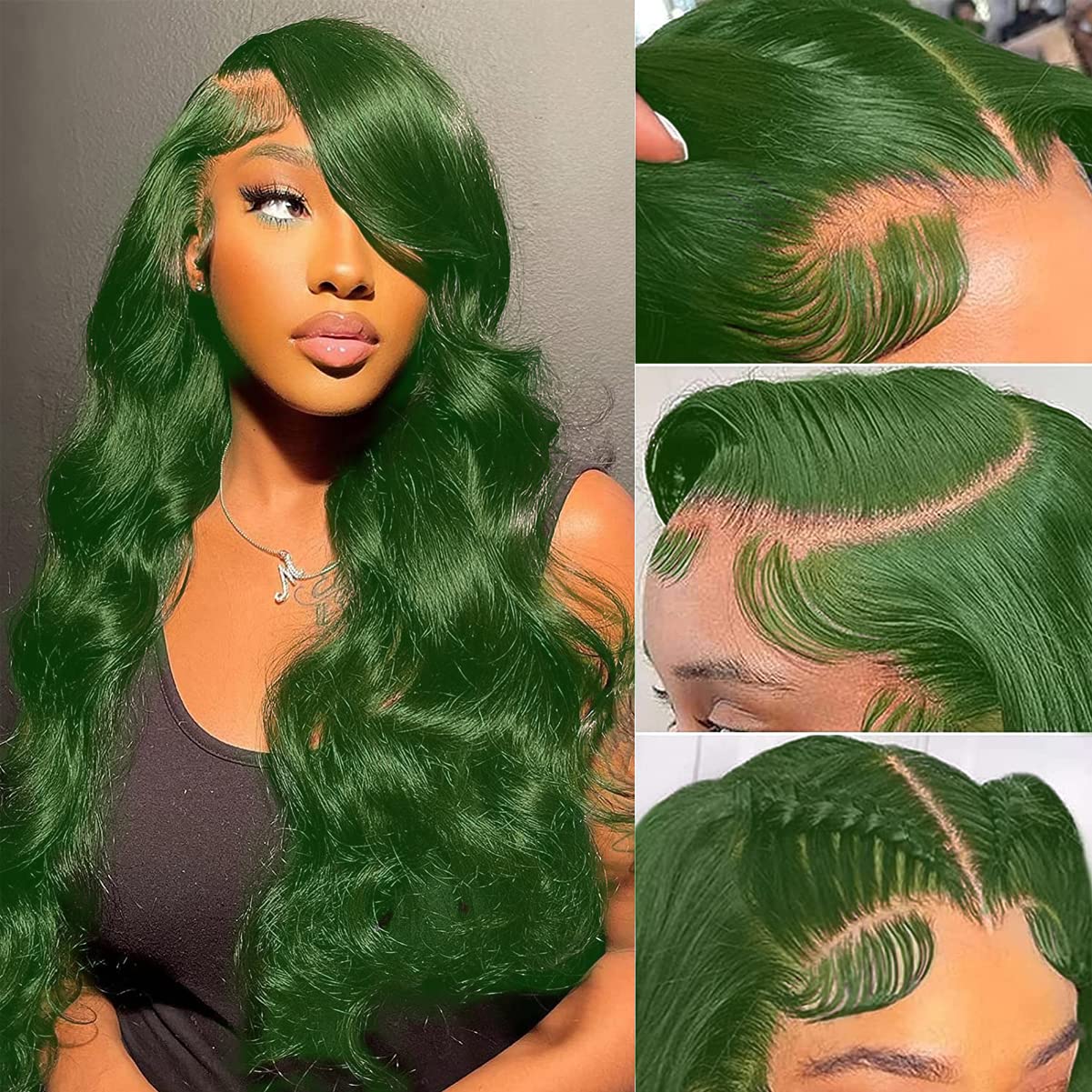 Colorful Bird Dark Green Lace Front Wigs Human Hair Body Wave 13X4 Hd Transparent Lace Frontal Wigs For Women Brazilian Body Wav