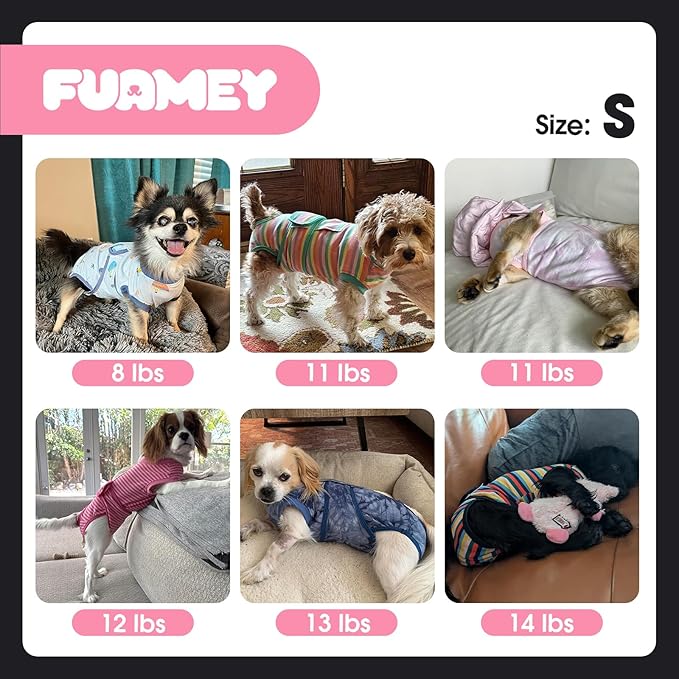FUAMEY Dog Recovery Suit Male,Dogs Surgery Neuter Suits Puppy Spay Shirts for Female Protect Dog's Skin Anti Licking Abdominal Wounds Doggie Onesie Pet Bodysuit Alternative to Cone Green Stripes S