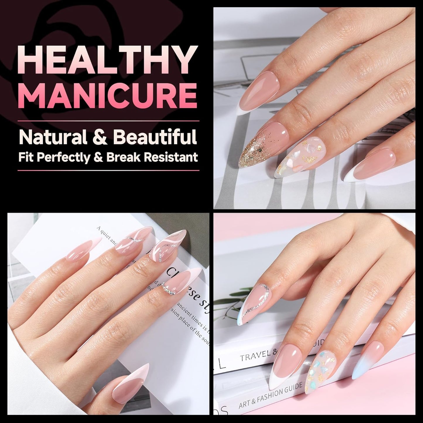 XXL Square Gel Nail Tips | 120 PCS Extra Long | No C Curve | DIY Home Use