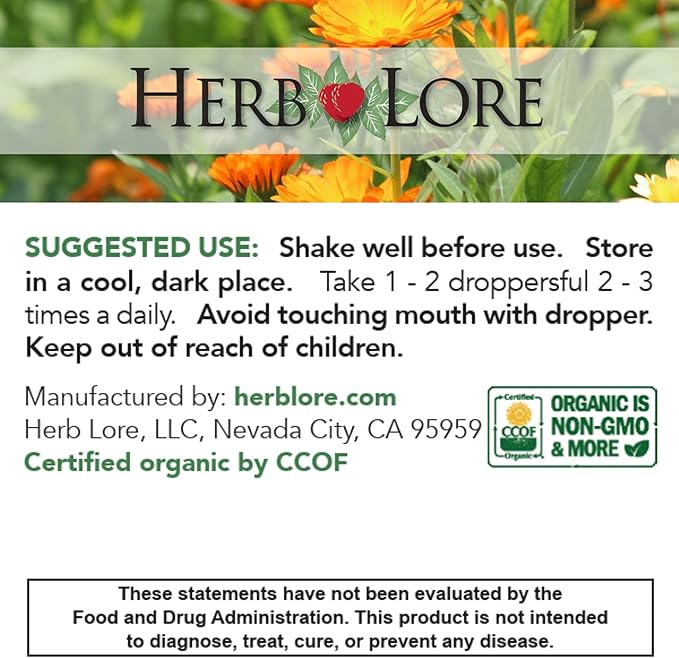 Herb Lore Organic Dandelion & Nettle Tincture - Liquid Dandelion Leaf & Stinging Nettle Leaf Extract Drops (4 fl oz)