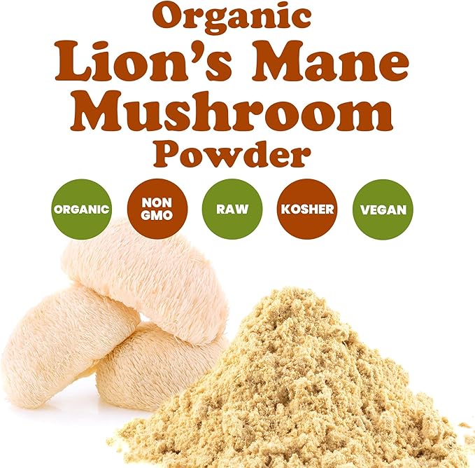 Food to Live - Organic Lion's Mane Mushroom Powder, 1 Pound - Elevate Your Brain Wellness with Premium, Non-GMO, Natural, and Vegan Superfood to Better Focus