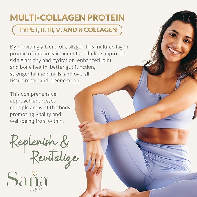 Collagen & Greens Powder, Multi-Collagen Supplement with Hyaluronic Acid for Skin, Hair, Nail & Gut Health - 30 Servings (Coconut Lime)