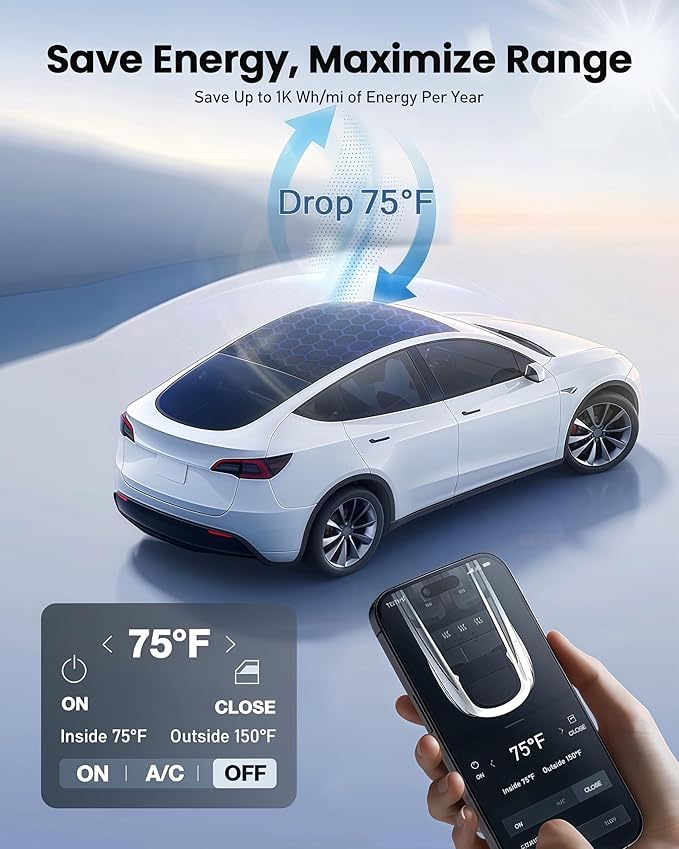 2026 Upgraded Tesla Model 3 Highland Sunshade Roof, UPF200+ Roof Sunshade with Storage Bag, No-Sag&No-Gaps Heat Insulation Foldable Roof Shade,Tesla Accessories for Highland 2024-2026,Black