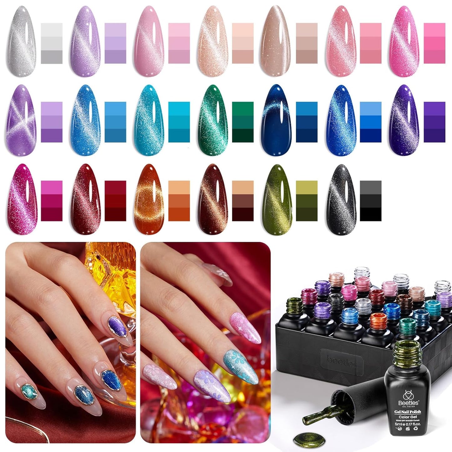 44-Piece Gel Nail Polish Kit | UV Light | 24 Colors | Base & Top Coats | Gifts for Women