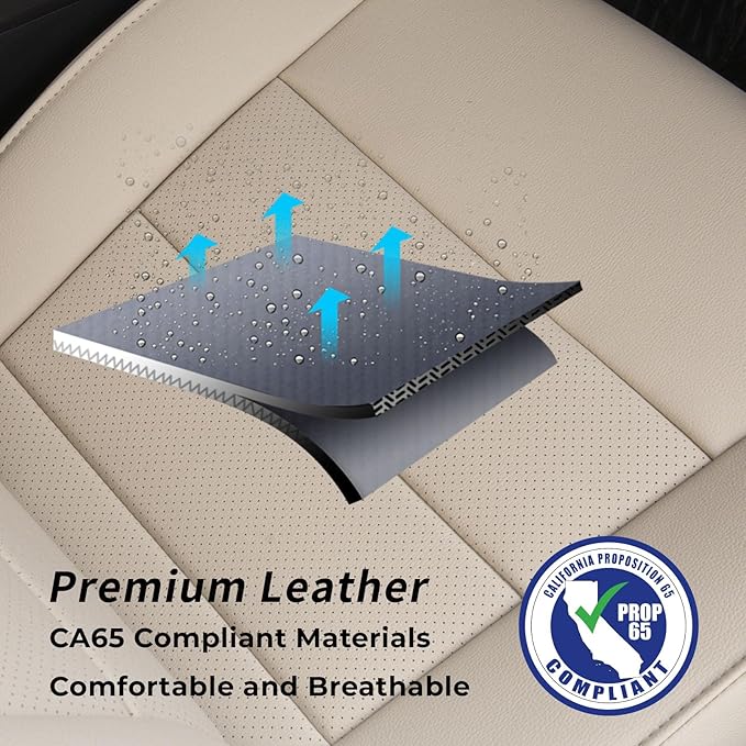 coverdream Rav4 Seat Covers Custom Fit for Toyota Rav4 2013-2018 XLE/Platinum/Limited/SE SUV,Fully Covered,Luxury Waterproof Leather Car Seat Protector,Armrest Cover Included (Full Set,Beige)