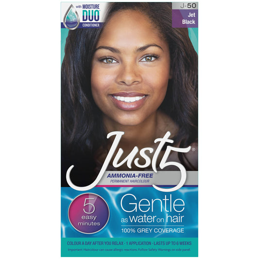 Just 5 Women'S 5 Minute Permanent Hair Color With Conditioner, Grey Hair Coloring For Women - Jet Black