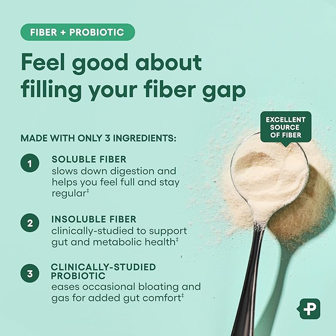 Physician's CHOICE Fiber & Probiotic Powder - Supports Regularity, Bloating, Gas, & Digestive Health - Organic Prebiotics - Sugar Free Fiber Supplement for Women & Men - Unflavored - 8.7oz