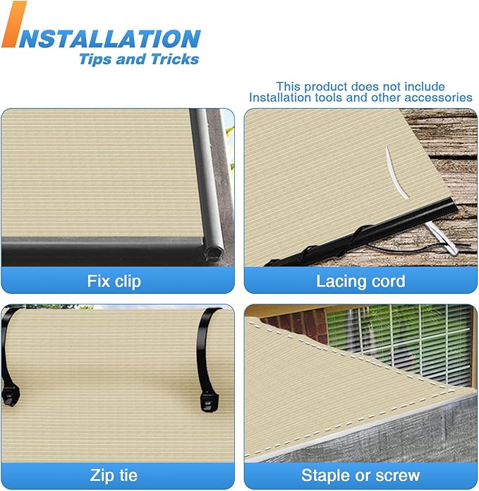 TANG Sun Shade Fabric Roll 8'x68' Shade Cloth for Garden Beige HDPE Mesh Shading Pergola Cover Replacement Canopy, 95% Blockage Sunshades for Outdoor Patio Backyard Plant