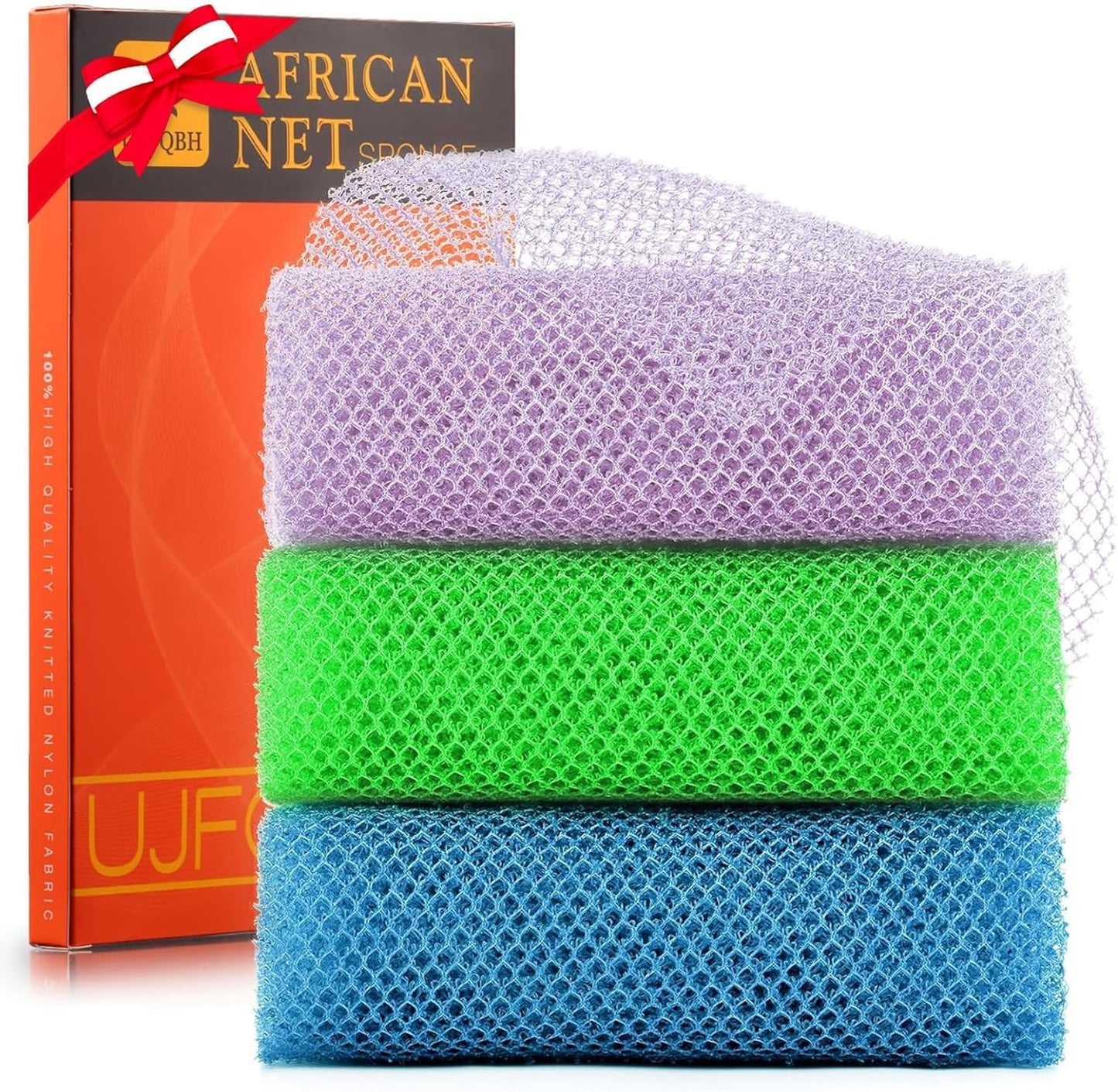 Exfoliating African Bath Sponge Set | 2-Piece Green Body Scrubber