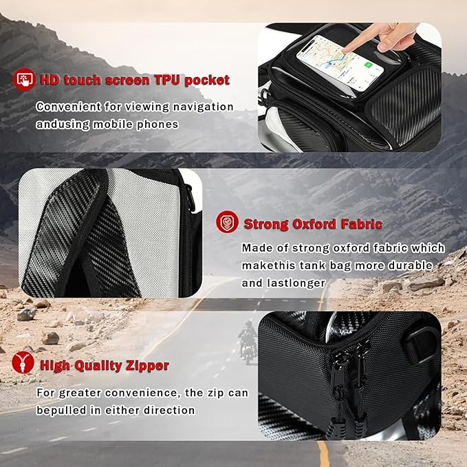 Motorcycle Tank Bag for BMW G310GS G310 GS G 310 GS, Strong Magnetic Waterproof Oxford Black Motorbike Quick Release Pannier Bag