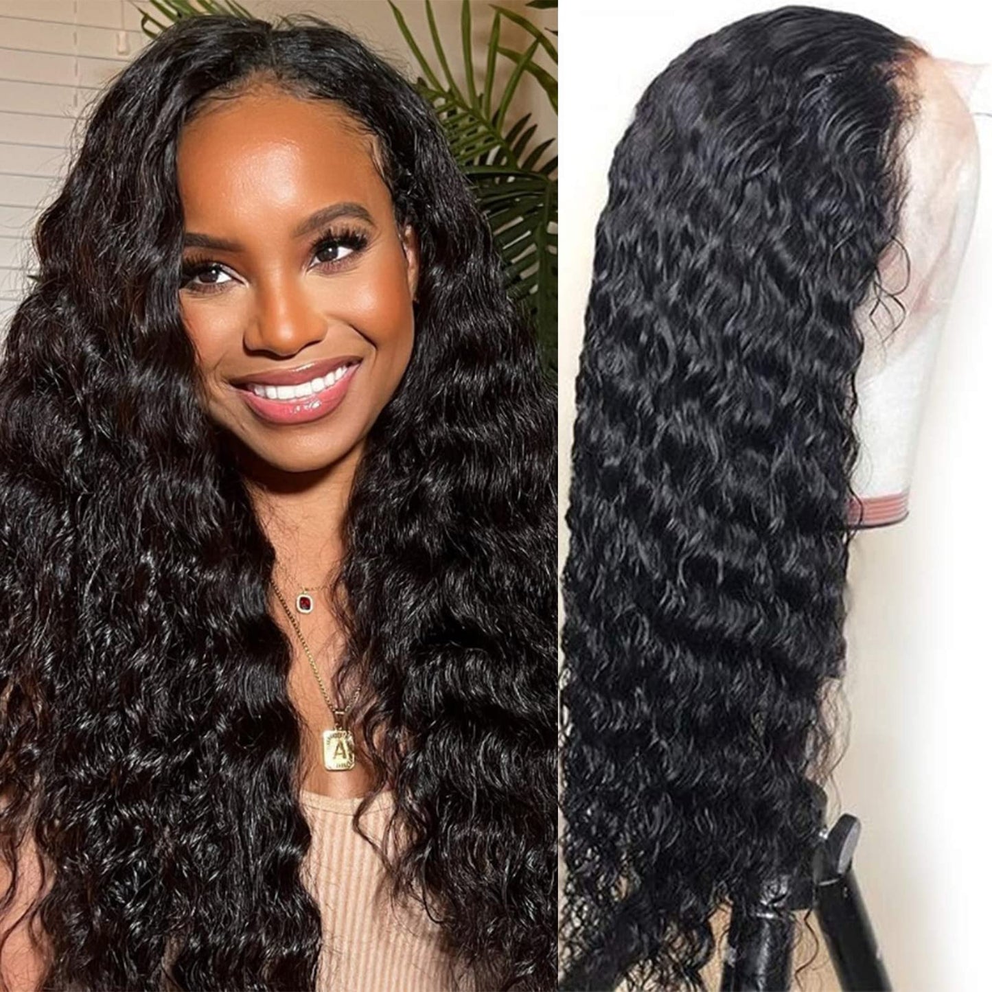 Siyun Show Deep Wave Lace Front Wigs Human Hair 22 Inch Deep Wave 13X4 Hd Lace Frontal Wigs Human Hair 150% Density Deep Curly W