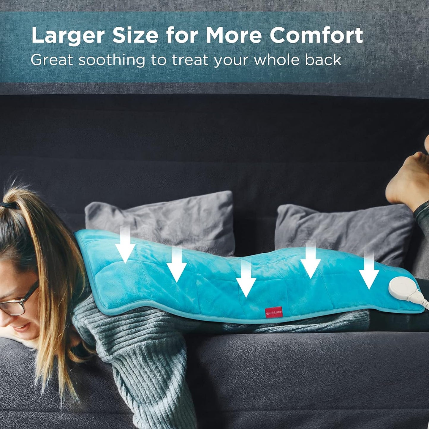 Comfytemp Weighted Heating Pad for Back Pain Relief & Cramps, Mothers Day Gifts for Mom, 17'' x 30'' Extra Large Heat Pad, 3.7lb Electric Heated Pad, 2H Auto-Off, Machine Washable