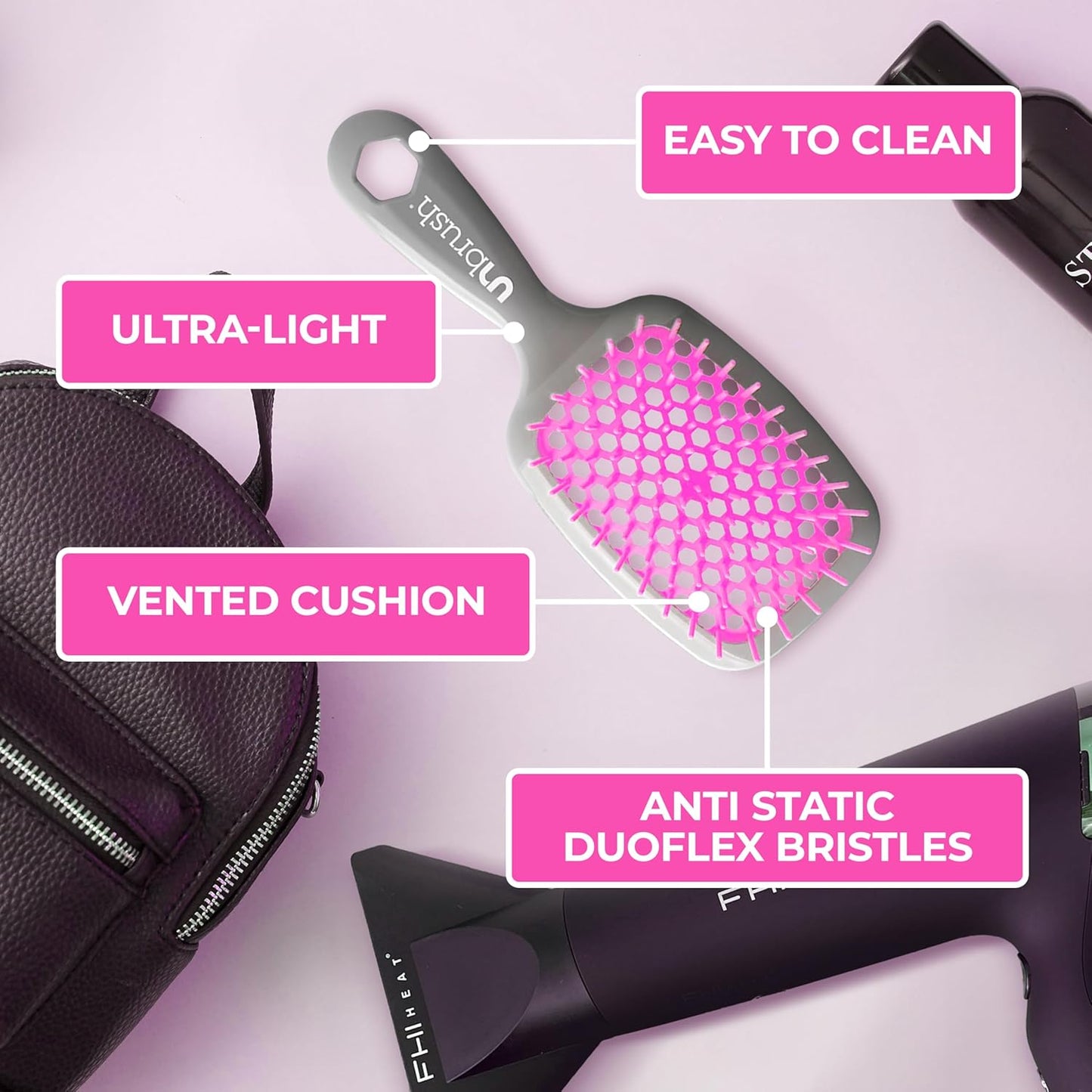 FHI Heat UNbrush Detangling Brush | Pain-Free for All Hair Types | Lightweight & Anti-Static