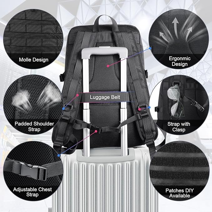 BERTASCHE Lunch Backpack, Laptop Backpack 17 inch for Work w/Insulated Cooler Lunch box for Men Women, Casual Daypack for Travel Commuter Picnic College,Black