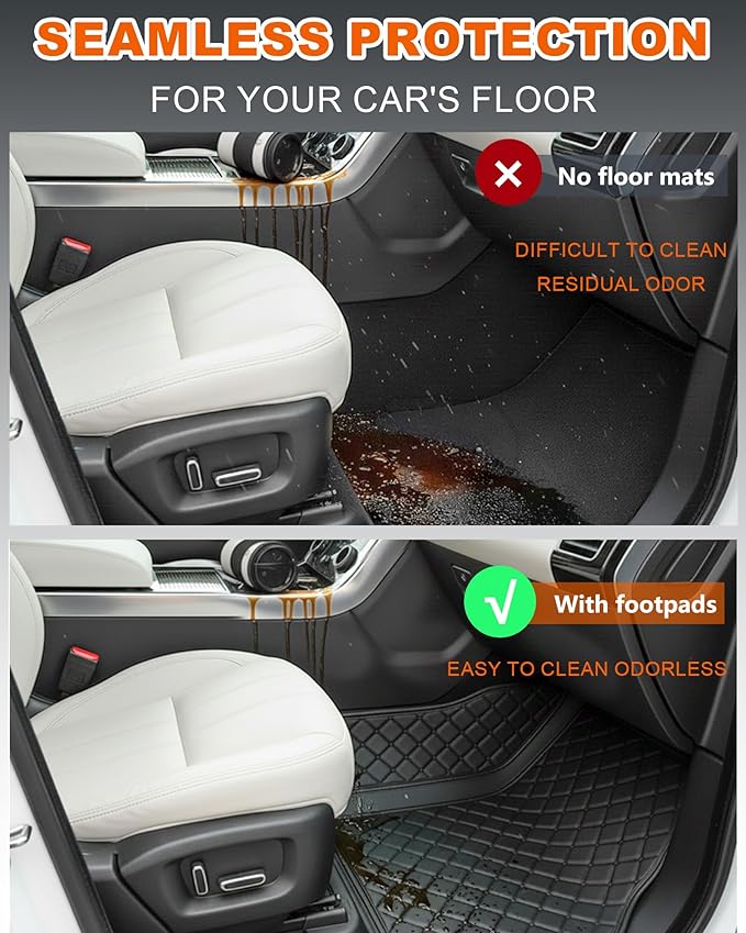 All-Weather car Floor MATS-Suitable for 99% of car Models,Leather car mat, offering Personalized Embroidery and Multiple Color Options,Provide Protection for car Rug (Light-Blue)
