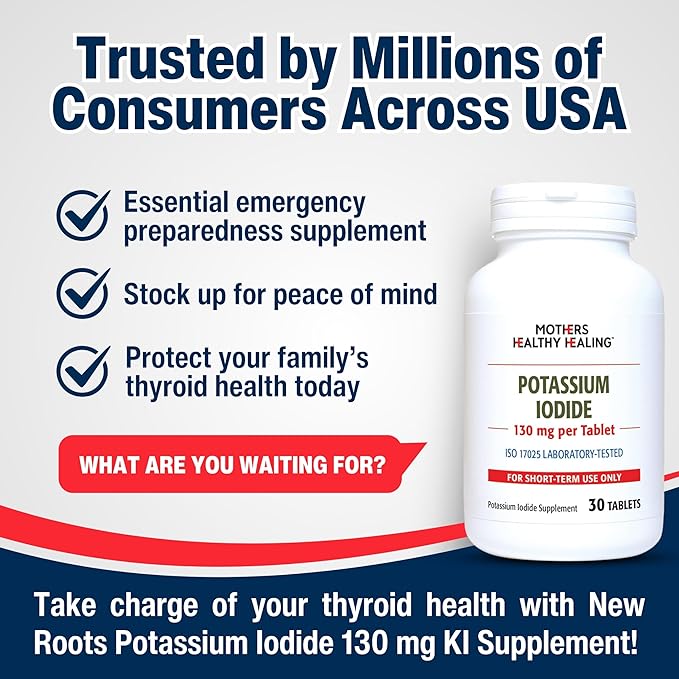 Potassium Iodide 65 mg KI Supplement | 60 Tablets | Iodine - YODO Naciente
